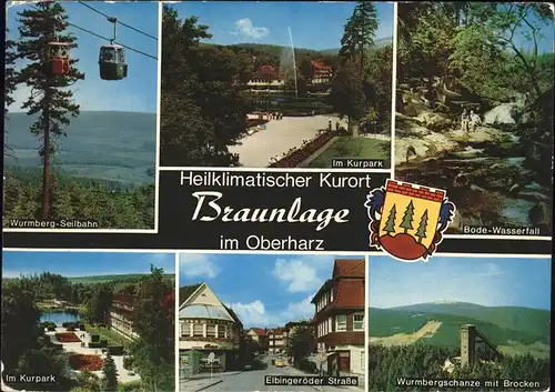 Braunlage Wurmberg Seilbahn Kurpark Bode Wasserfall Elbingeroeder Strasse Wurmbergschanze Brocken Wappen Kat. Braunlage Harz