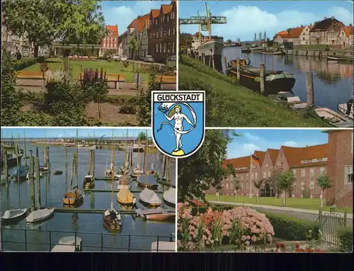 Glueckstadt Ortspartie Binnenhafen Kahn Aussenhafen Wappen Kat. Glueckstadt