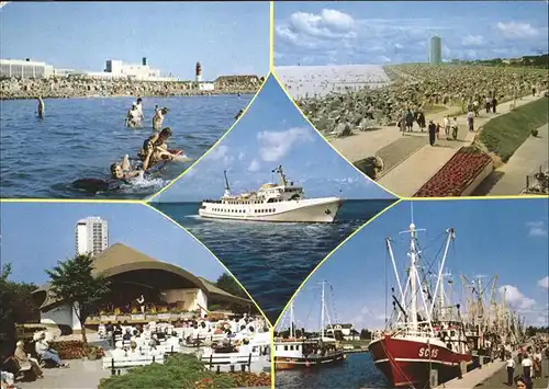 Buesum Nordseebad Strand Leuchtturm Promenade Konzertpavillon Faehrschiff Fischkutter Hafen Kat. Buesum