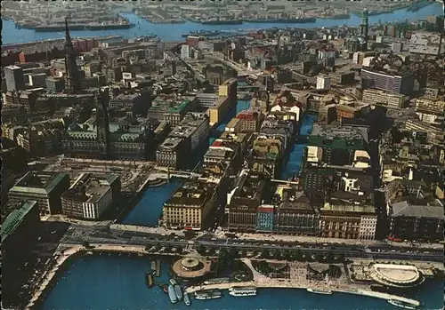 Hamburg Jungfernstieg und Binnenalster Hafen Fliegeraufnahme Kat. Hamburg