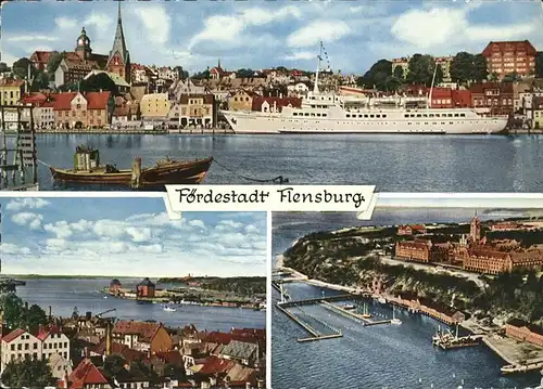 Flensburg Foerdestadt Passagierschiff Hafen Marineschule Muerwik Fliegeraufnahme Kat. Flensburg