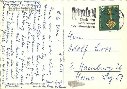 Burg Wupper Schloss Bergisches Land Fliegeraufnahme Kat. Solingen