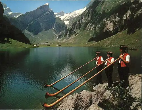 Seealpsee mit Alphornblaeser Kat. Schwende