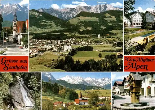 Sonthofen Oberallgaeu mit Alte Schule u.Promenadestrasse / Sonthofen /Oberallgaeu LKR