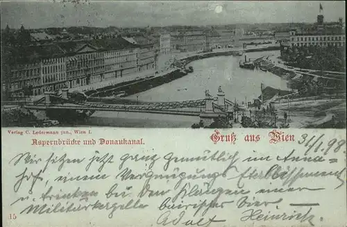 Wien Aspernbruecke Donaukanal im Mondschein Kat. Wien