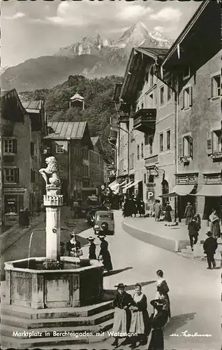 Berchtesgaden Marktplatz Brunnen Watzmann Kat. Berchtesgaden