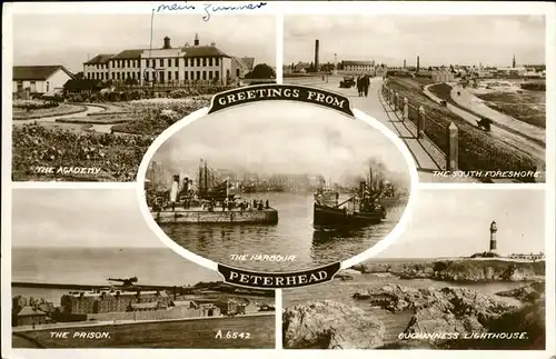 Peterhead Central Roanheads Academy South Foreshore Prison Harbour Boat Buchannes Lighthouse Kat. Aberdeenshire