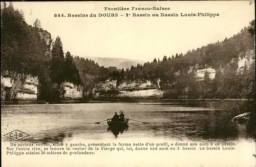 Bassin du Doubs Bassin Louis Philippe Frontiere Franco Suisse bateau Kat. Villers le Lac