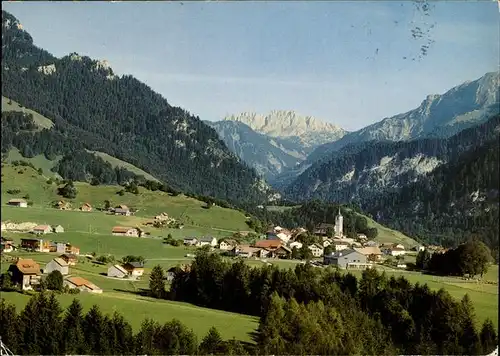 Greyerz Panorama Charmey mit Gastlosen Kat. Gruyeres