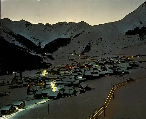 Sedrun Winterabend Blick gegen Rueras Milez Oberalp Pass Kat. Sedrun