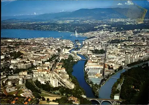 Geneve GE Jonction du Rhone et de l Arve Pont Lac Leman vue aerienne Kat. Geneve