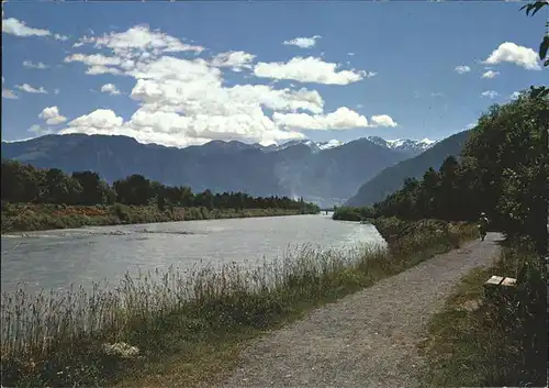 Bad Ragaz Uferweg am Rhein mit Alpenpanorama Kat. Bad Ragaz