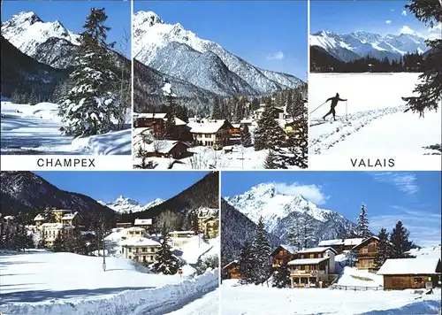 Champex en hiver Wintersportplatz Skilanglauf Alpenpanorama Kat. Champex