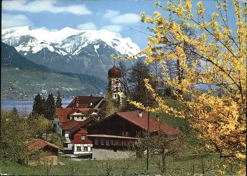 Sachseln OW Sarnersee Pilatus Kirche im Fruehling Kat. Sachseln