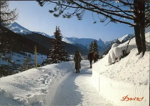 Davos GR Hohe Promenade Blick gegen Rinerhorn Tinzenhorn Albula Alpen Wintersportplatz Kat. Davos