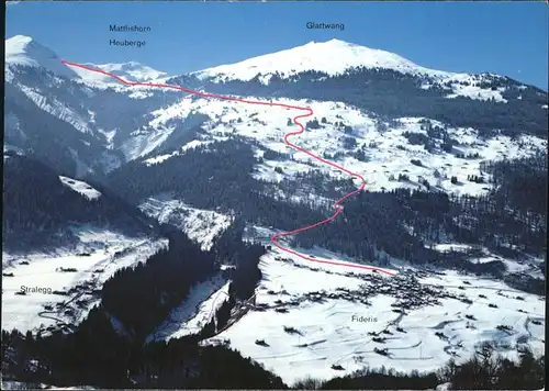 Fideris Stralegg mit Parsennabfahrt Mattlishorn Heuberge Wintersportplatz Kat. Fideris