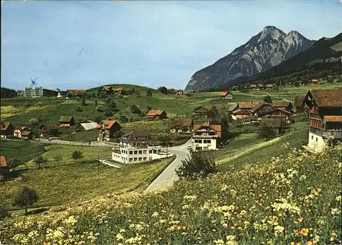 St Niklausen OW Teilansicht mit Stanserhorn Blumenwiese Kat. St Niklausen OW