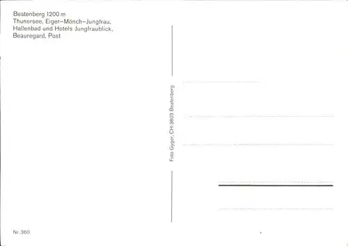 Beatenberg Panorama Thunersee Eiger Moench Jungfrau Berner Alpen Kat. Beatenberg