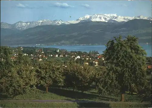 Maennedorf Panorama Zuerichsee Alpenpanorama Kat. Maennedorf