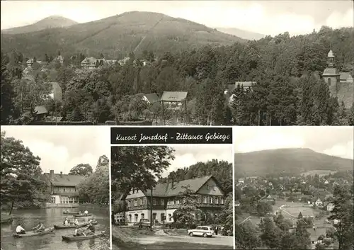 Jonsdorf Blick zur Lausche und Buchberg HOG Gaststaette Gondelfahrt Padelboot Zittauer Gebirge Kat. Kurort Jonsdorf