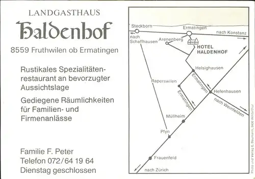 Fruthwilen Landgasthof Haldenhof Untersee Bodensee Kat. Fruthwilen