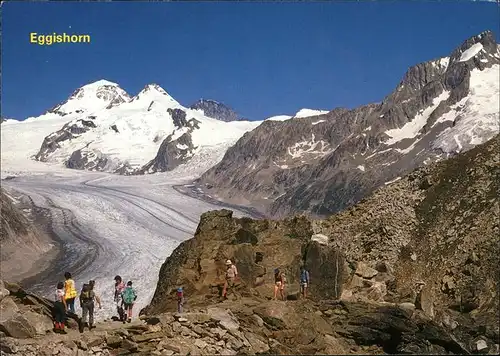 Fiesch Blick von Station Eggishorn Moench Trugberg Grosser Aletschgletscher Berner Alpen Kat. Fiesch