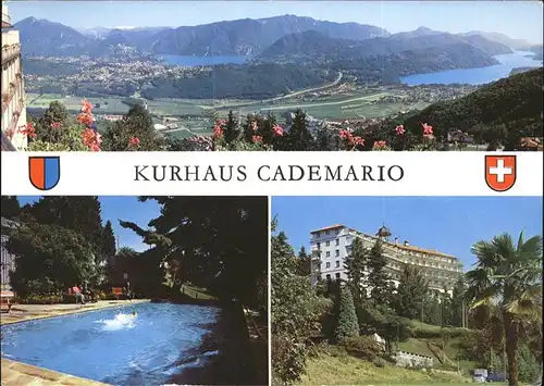 Cademario Casa di cura Kurhaus Swimming Pool Panorama Luganer See Wappen Kat. Cademario