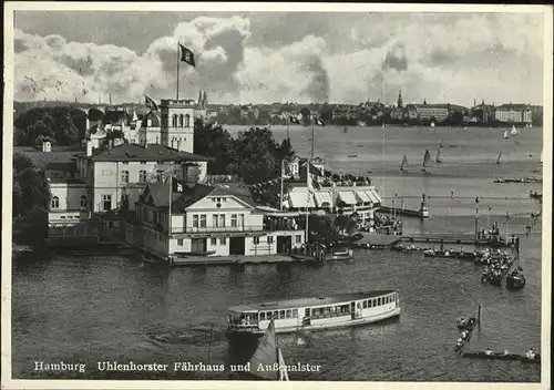 Uhlenhorst Faehrhaus Aussenalster Schiff Segelboote Kat. Hamburg