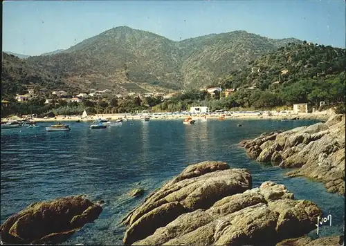 Le Lavandou Plage de la Fossette Cote d Azur Strand Motorboot Kat. Le Lavandou