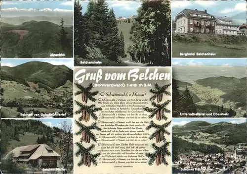 Belchen Baden Alpenblick Untermuenstertal Multen Schoenau Oberrhein Berghotel Belchenhaus Gedicht Ludwig Auerbach Kat. Neuenweg