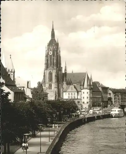 Frankfurt Main Mainufer Dom Uferpromenade Schiff Kat. Frankfurt am Main