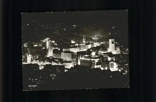 Stuttgart Blick ueber die Stadt bei Nacht Kat. Stuttgart