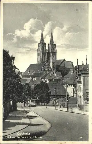 Oschatz Blick von Dresdener Strasse Kirche Kat. Oschatz