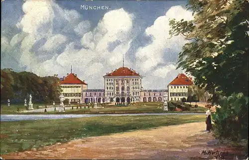 Muenchen Schloss Nymphenburg Park Kuenstlerkarte M. Herterich Kat. Muenchen