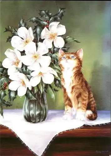 Katzen Blumen Kat. Tiere