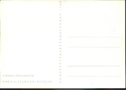 Kuenstlerkarte A. de Dreux Jagdhunde Kunstpostkartenkalender Kat. Kuenstlerkarte