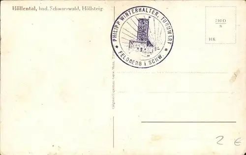 Hoellental Schwarzwald Hoellsteig Eisenbahn  Kat. Buchenbach