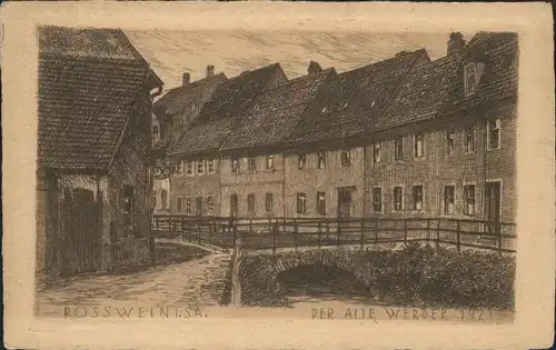 Rosswein Der alte Werder 1927 Handpressen Kupferdruck Kat. Rosswein