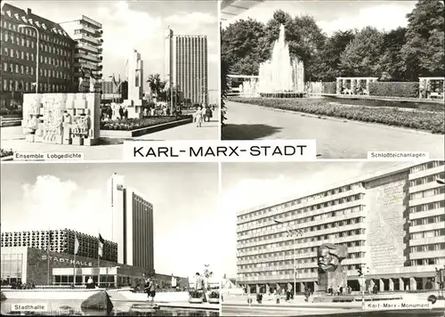 Karl Marx Stadt Schlossteichanlagen Monument Ensemble Lobgedichte Kat. Chemnitz