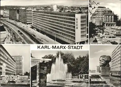 Karl Marx Stadt Monument Schlossteichanlagen Theaterplatz Str. d. Nationen Kat. Chemnitz