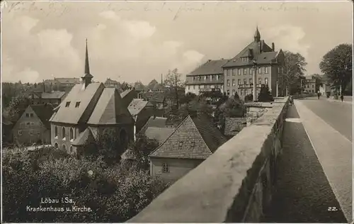 dd42566 Loebau Sachsen Krankenhaus Kirche Kategorie. Loebau Alte Ansichtskarten