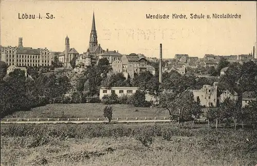 dd42595 Loebau Sachsen Wendische Kirche Schule Nicolaikirche Kategorie. Loebau Alte Ansichtskarten