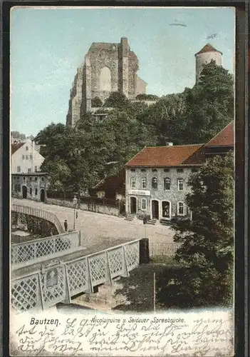 Bautzen Nicolairuine Seidauer Spreebruecke Kat. Bautzen