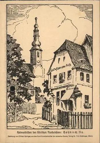 Goerlitz Sachsen Hohkirch Kuenstlerkarte Gasthof zum alten Fritz / Goerlitz /Goerlitz LKR