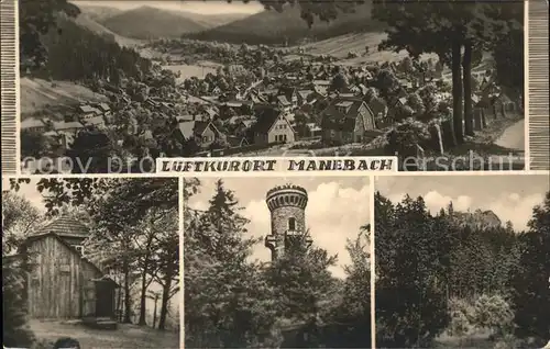 Manebach Panorama Turm Huette Kat. Ilmenau