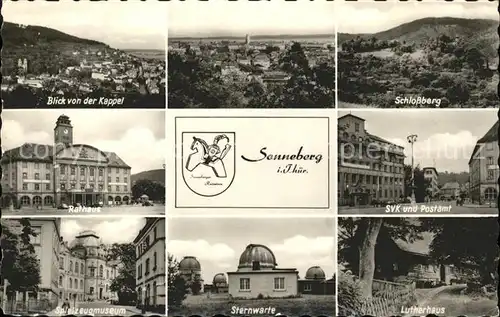 Sonneberg Thueringen Panorama Rathaus Schlossberg Sternwarte Postamt Lutherhaus Spielzeugmuseum Kat. Sonneberg