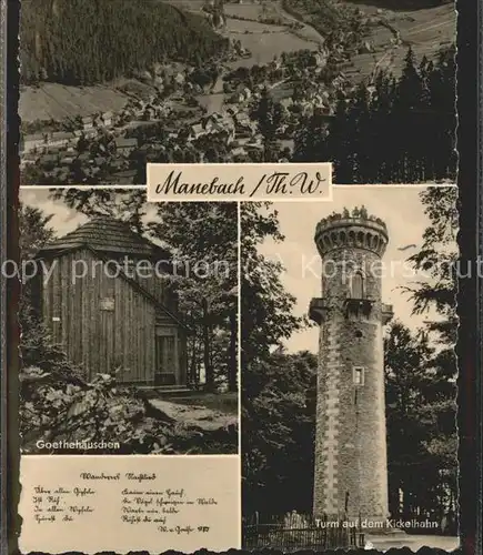 Manebach Panorama Goethehaeuschen Kickelhahnturm Kat. Ilmenau