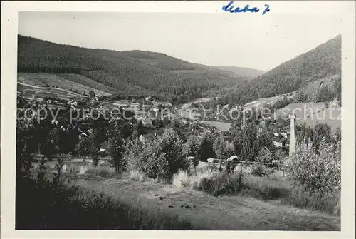 Manebach Panorama mit Ehrenmal Kat. Ilmenau