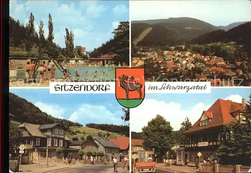 Sitzendorf Thueringen Schwimmbad FDGB Erholungsheim Max Kirchner Hotel Zur Linde Kat. Sitzendorf Schwarzatal