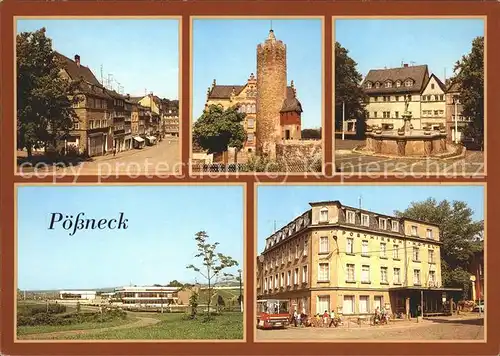 Poessneck Schuhgasse Weisser Turm Markt Hotel Posthirsch Kat. Poessneck
